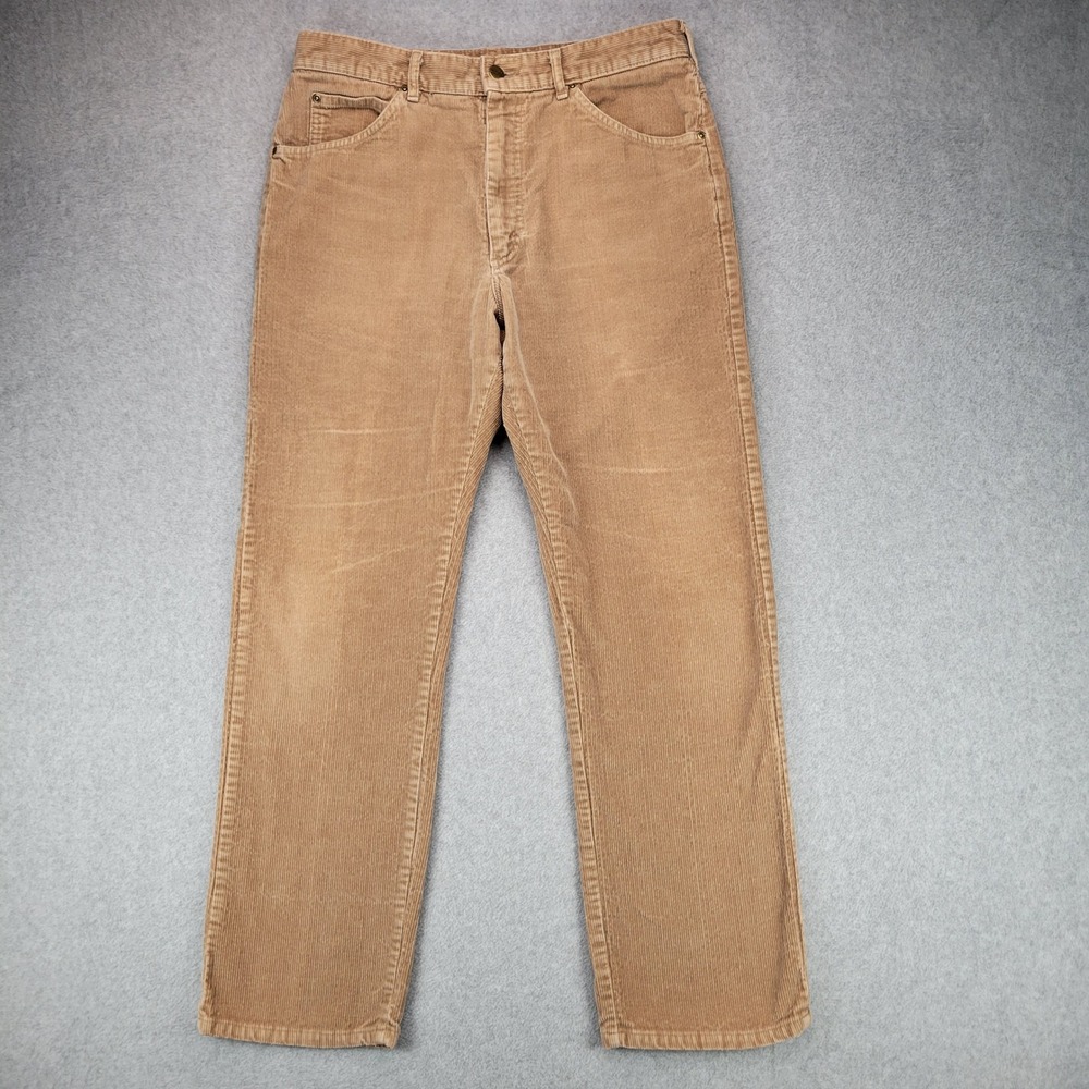 LL Bean Corduroy Pants Mens Fit 32x29 Tan Vintage USA Straight Leg Union